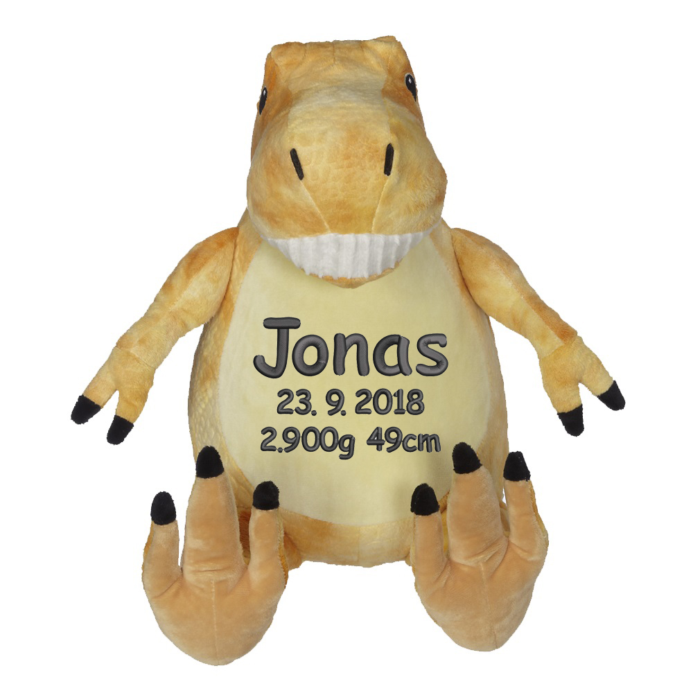 Plüschtier T-Rex Dino Tommie mit Namen und Geburtsdatum bestickt