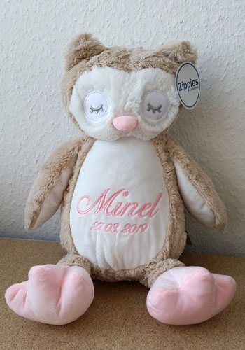 Eule mit Namen bestickt - ein perfektes Geschenk zur Geburt