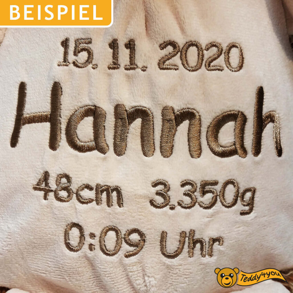 Igel mit Geburtsdaten und Name im Detail
