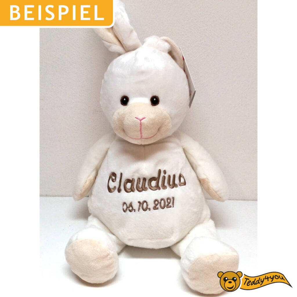 Füßle baden - Geschenk mit Name Kuscheltier Hase