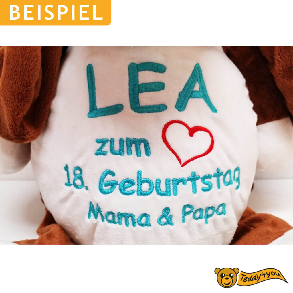 Hund mit Name als Geburtstagsgeschenk