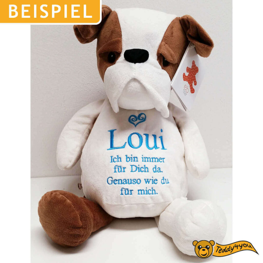 Bulldogge mit Name und schönen Worten