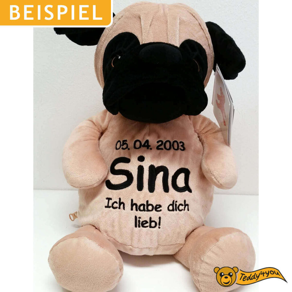 Kuscheltier Mops mit Name