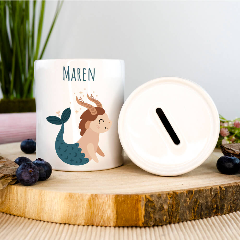 Spardose Sternzeichen Steinbock mit Name