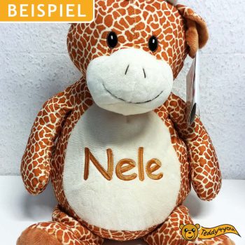 Kuscheltier Giraffe mit Namen - Beispiel