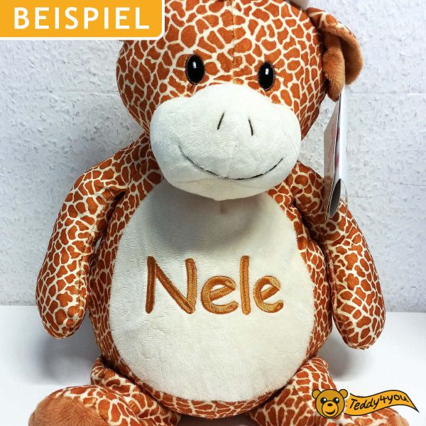 Kuscheltier Giraffe mit Namen - Beispiel