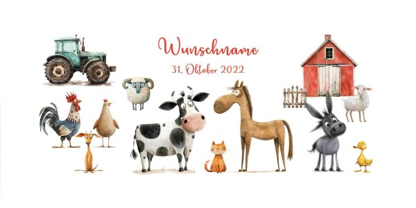 Bauernhof Spardose mit witzigen Tieren komplettes Motiv