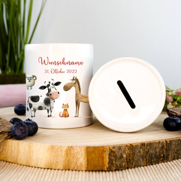 Bauernhof Spardose mit witzigen Tieren