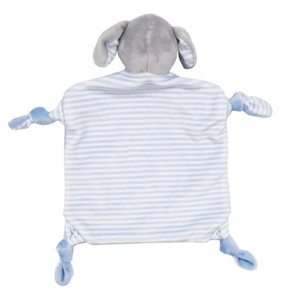 Baby Schmusetuch Hund Benno mit Rasselgeräusch | blau | 24 cm | Rückseite